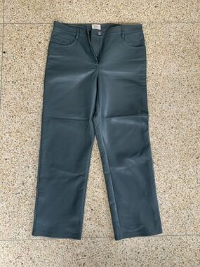 Straight-Leg Faux Leather Jeans in Deep Teal